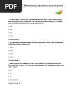 RRB Group D Mathematics Questions and Answers