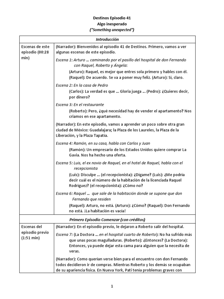 Destinos Ep 41 - Transcript PDF | PDF | Rachel