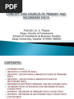 Concept and Sources of Primary Data and Secondary