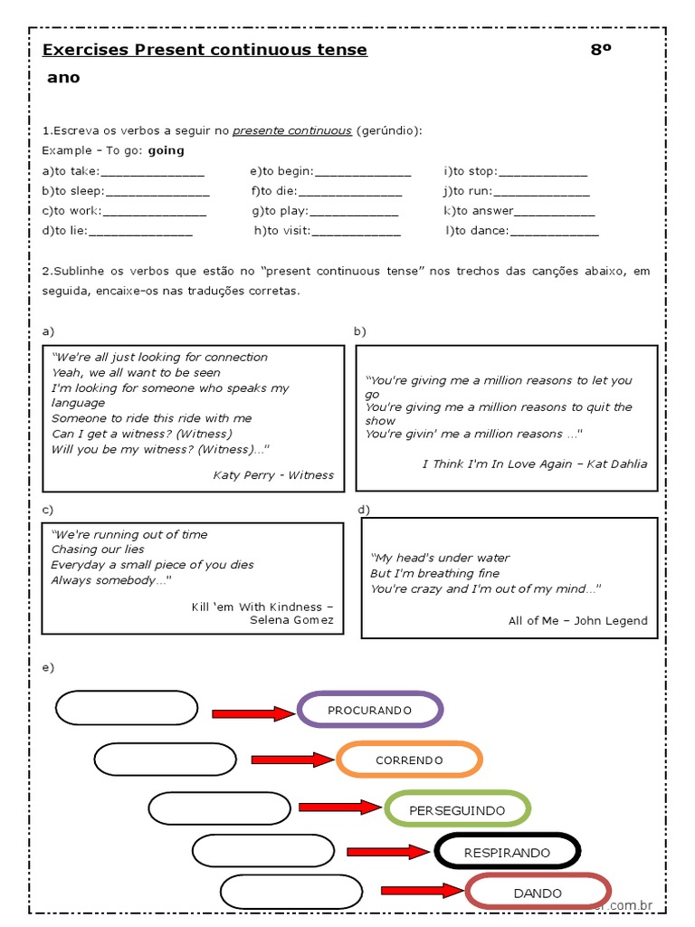 Present Continuous 8 Ano | PDF