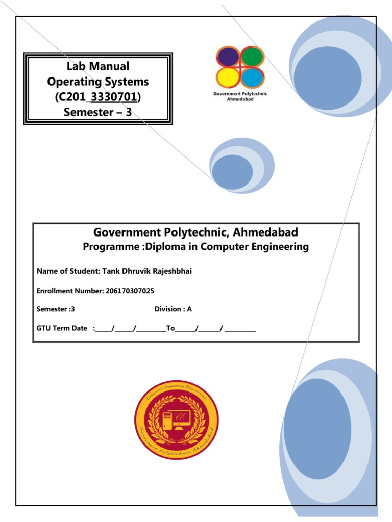 Lab Manual Operating Systems (C201 3330701) Semester 3 Programme