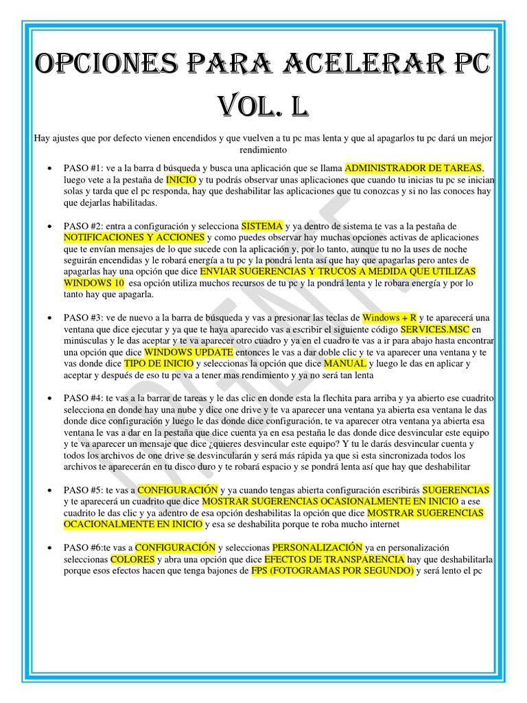 Acelerar Una PC | PDF | Ventana (informática) | Windows 10