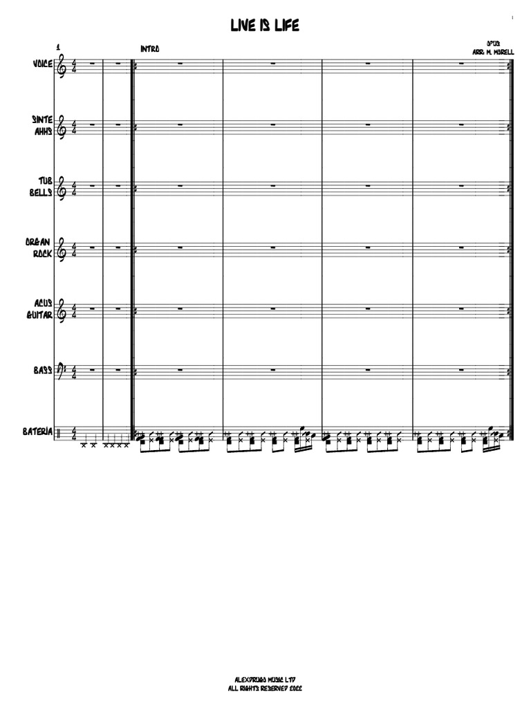 Live Is Life Opus Score 22 Pdf