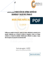 Certificate For MIGUEL - NGEL MU - OZ SALAZAR For - INDUCCI - N Y EVALUACI - N AL C...