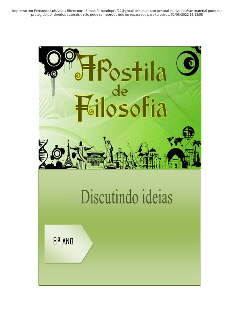 Apostila de Filosofia 8º Ano PDF | PDF | Mitologia grega | Aristóteles