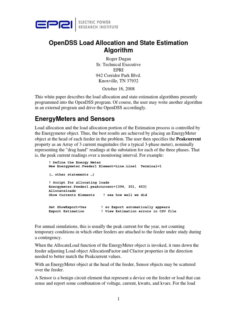 OpenDSS Load Allocation Algorithm | Download Free PDF | Sensor | Computing