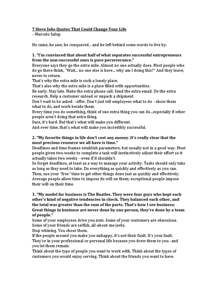 7 Steve Jobs Quotes That Could Change Your Life | PDF | Happiness