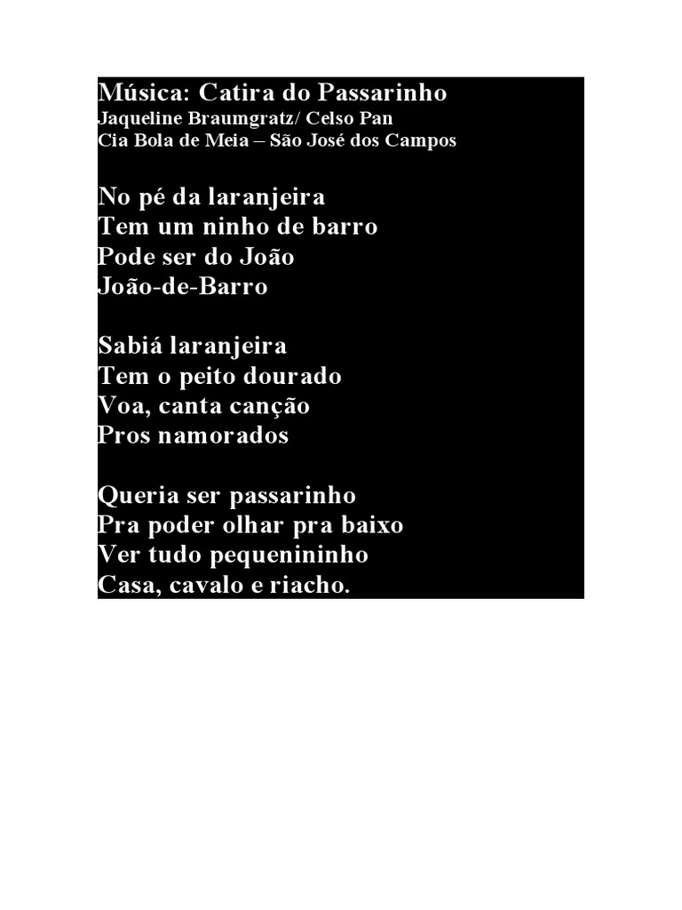 Catira Do Passarinho Letra | PDF | Artes Linguísticas e Disciplina | Arte