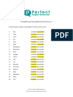 Countable and Uncontable Nouns Exercise 1