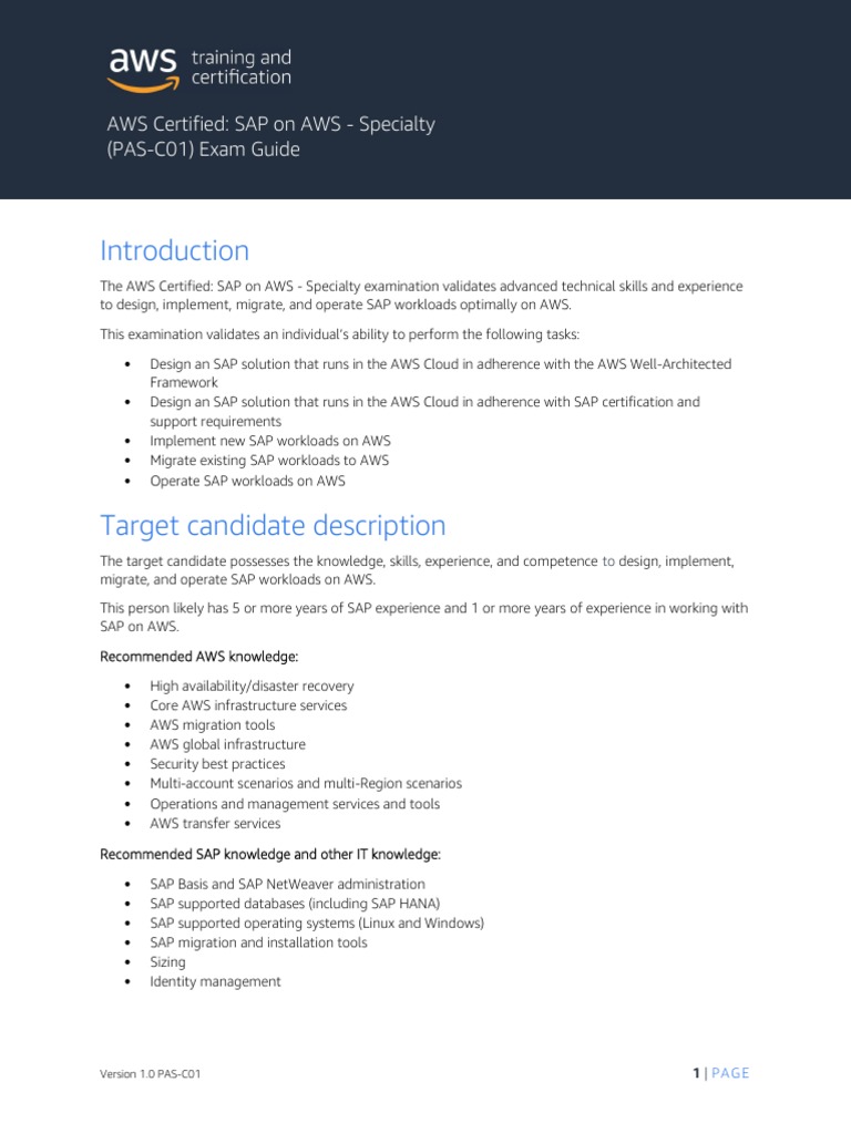 SAP on AWS Specialty Exam Guide | PDF | Amazon Web Services | Test ...