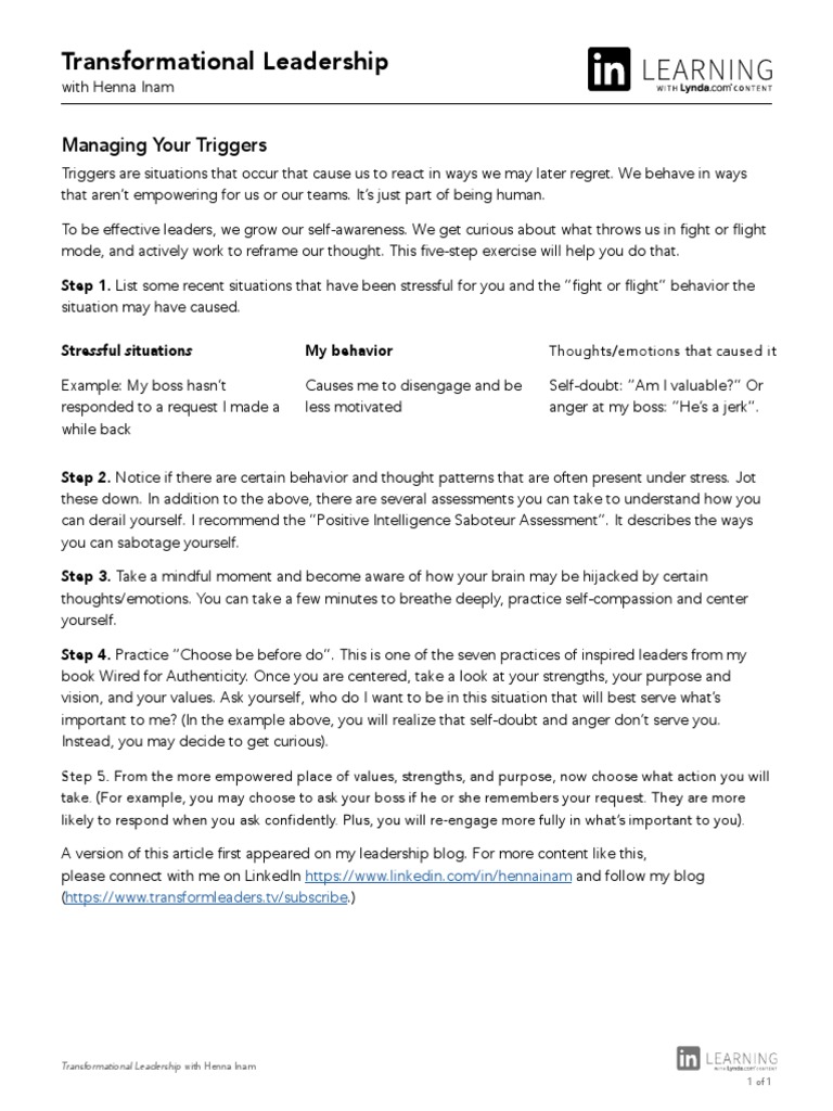 Managing Your Triggers | PDF | Leadership | Thought