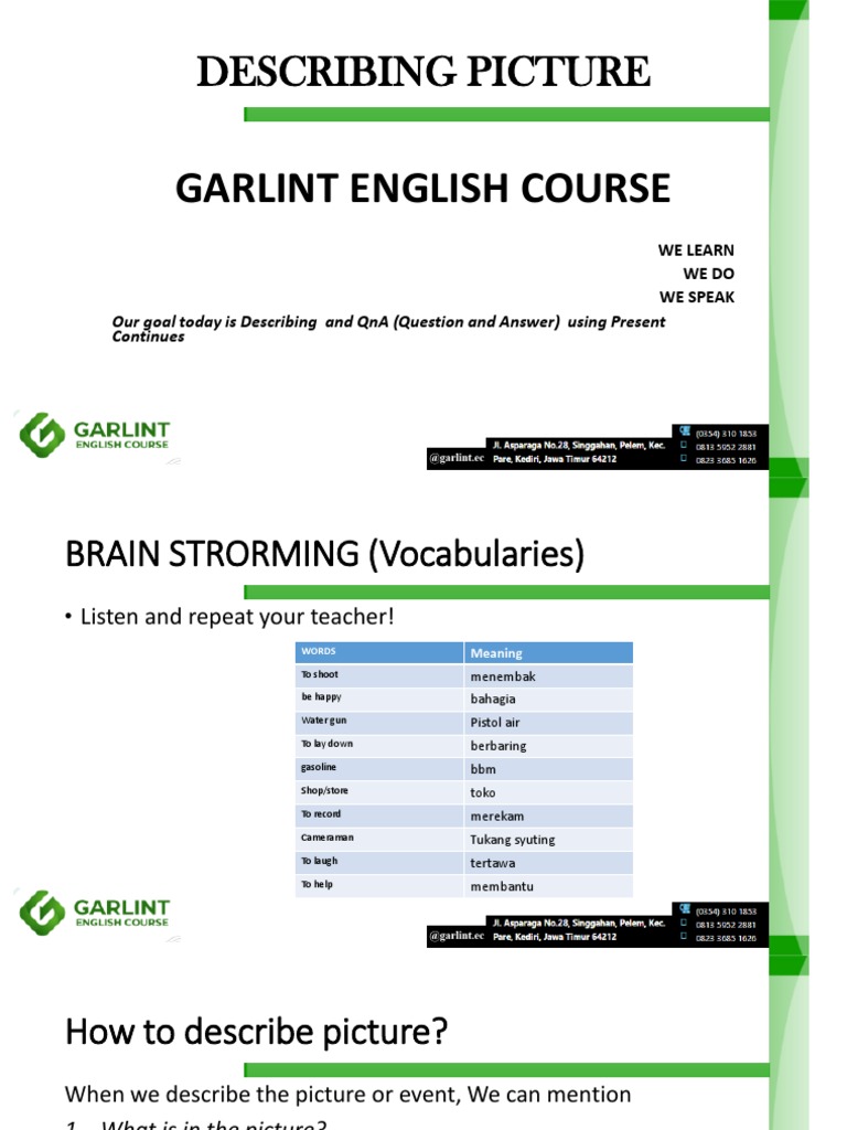 English Picture Description Guide | PDF | Languages | Foreign Language ...