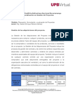 Gestión adquisiciones proyectos UPB Bucaramanga