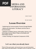 Media and Information Literacy: Quarter 1 Lesson 1