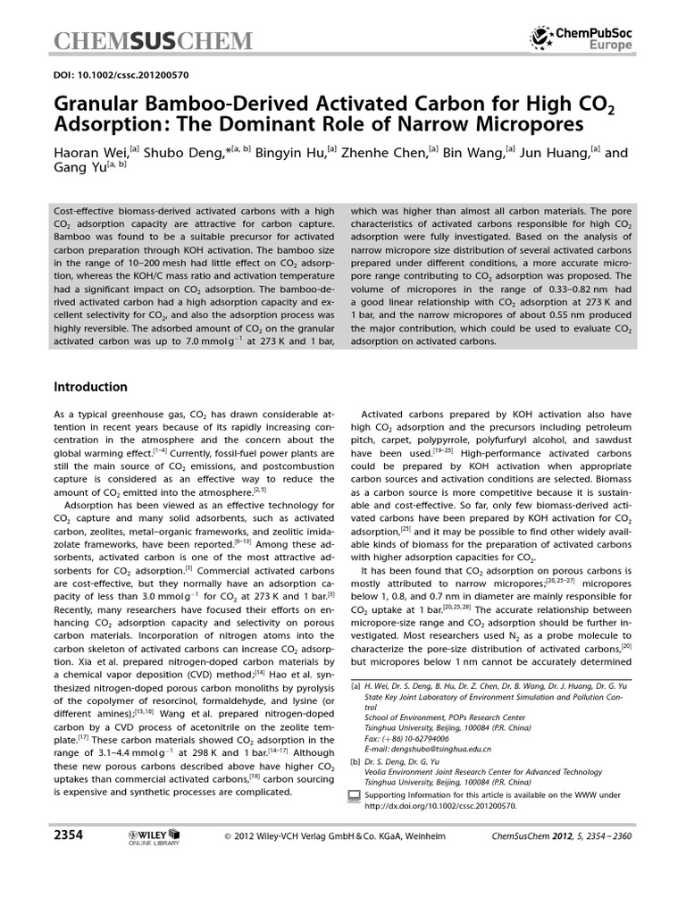 Bamboo Carbon for CO2 Capture | PDF | Adsorption | Carbon Dioxide
