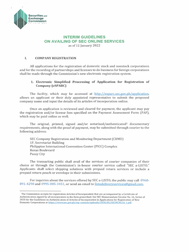 Sec Interim Guidelines | PDF