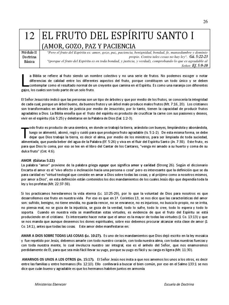 12 El Fruto Del Espíritu Santo I | PDF | Amor | Paciencia