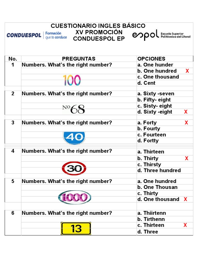 Cuestionario Ingles B sico PDF