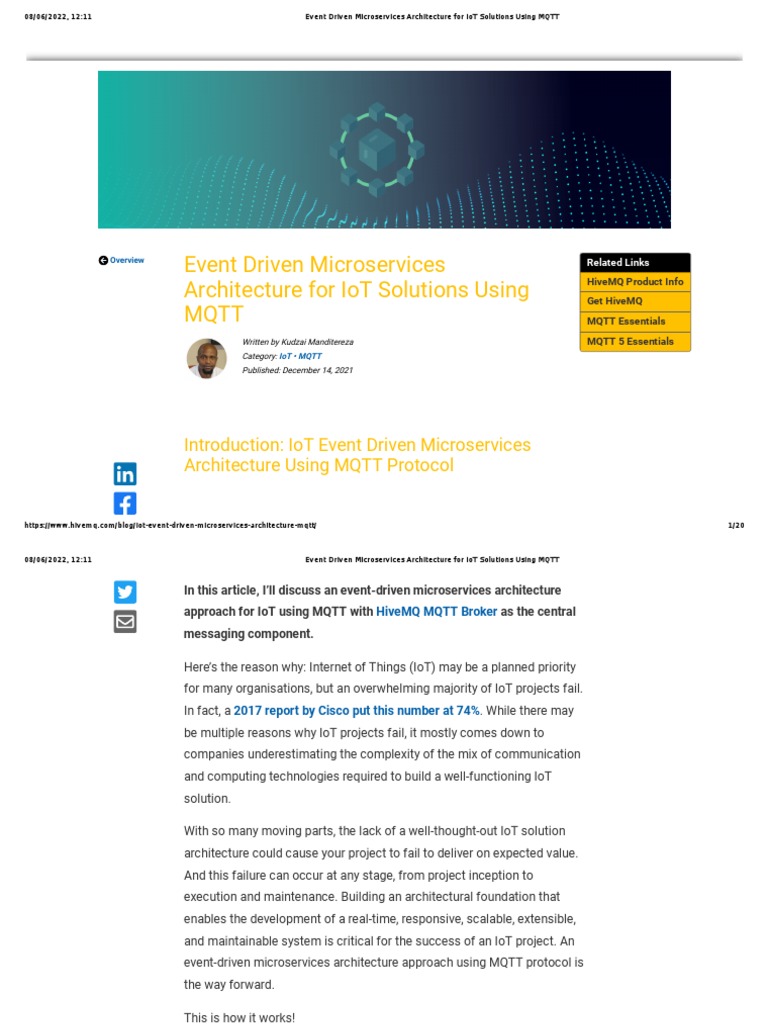Event Driven Microservices Architecture For IoT Solutions Using MQTT ...