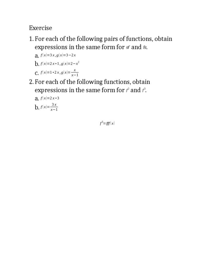 Exercise Composite Function Part 1 PDF