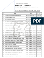 Rizvi Law College: Consolidated List of Students For Mock Parliament