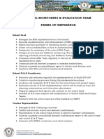 School Monitoring & Evaluation Team Terms of Reference