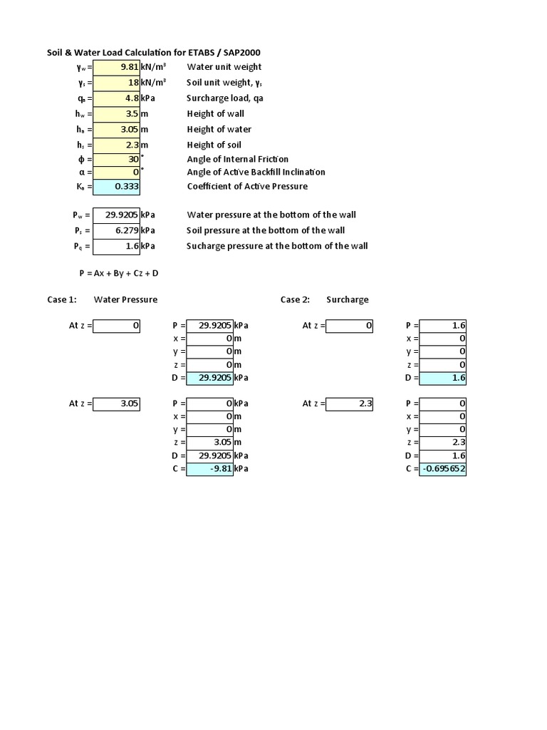 Soil and Water Load Calculations | PDF | Nature | Pressure