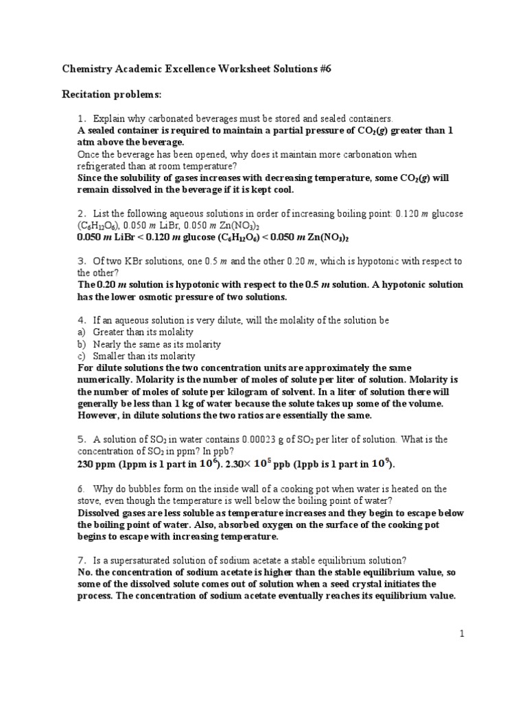 Wine Solute and Solvent Solutions | PDF | Solution | Solubility
