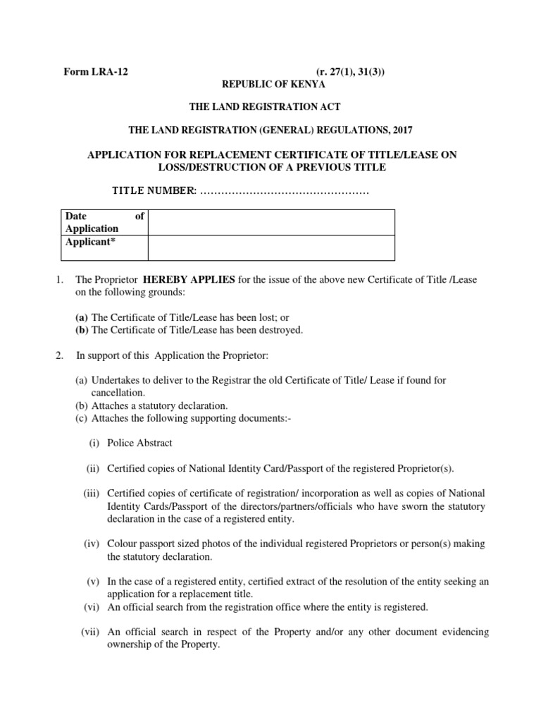 Form-LRA-12 Affidavit of Lost Title | PDF | Identity Document | Justice