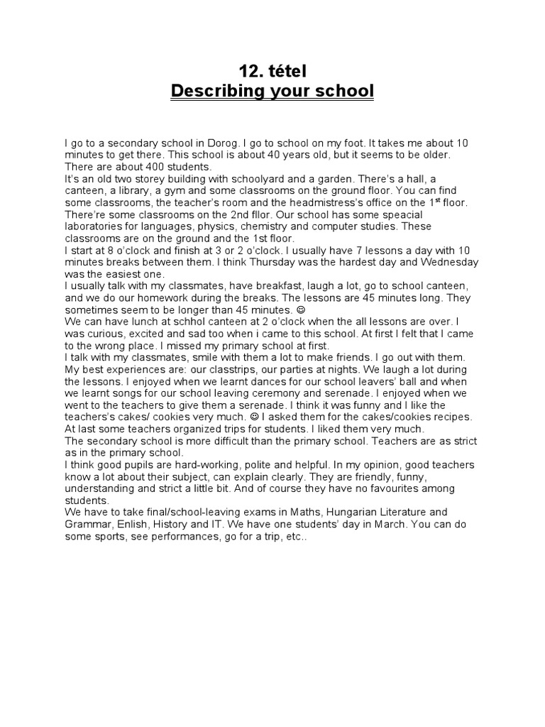Describing Your School | PDF | Schools | Teachers