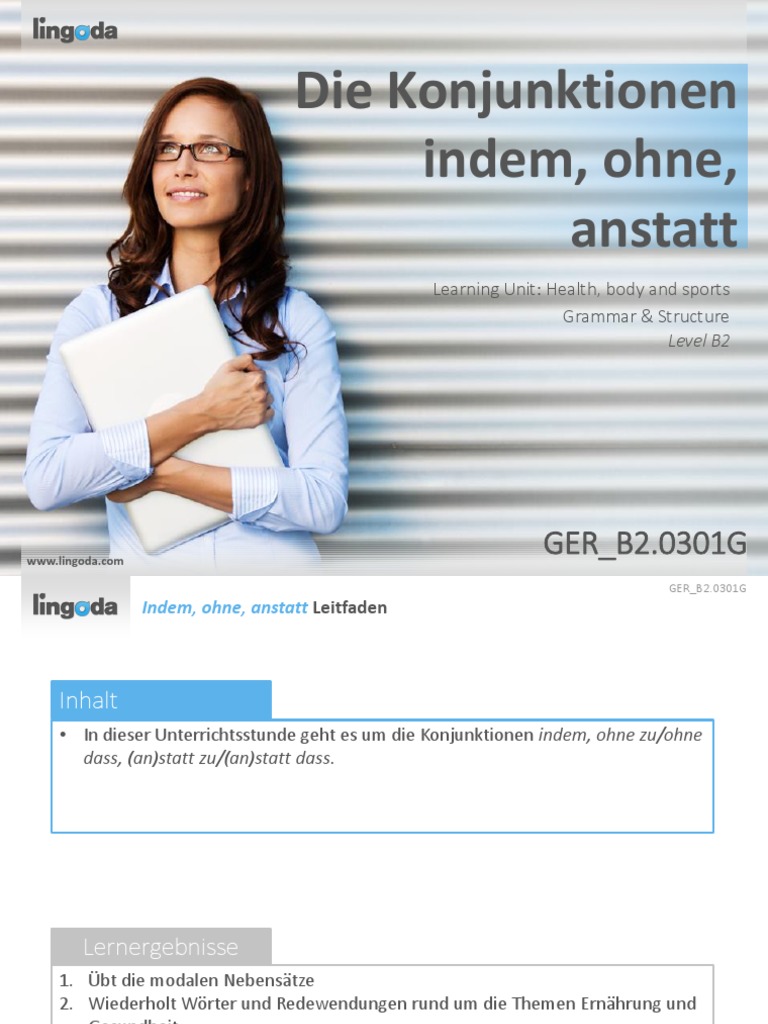 Die Konjunktionen Indem, Ohne, Anstatt | PDF