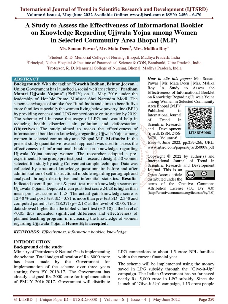A Study To Assess The Effectiveness of Informational Booklet On ...