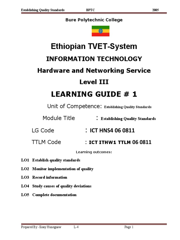 Quality Standards in Ethiopian TVET | PDF | Quality Management System ...