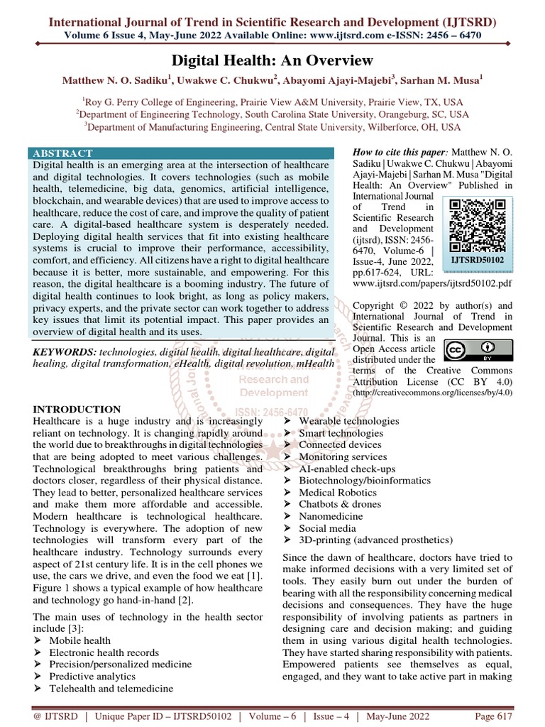 Digital Health An Overview | PDF | Electronic Health Record | Health Care