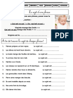 Le Sujet Et La Nature Du Sujet CE2 PDF