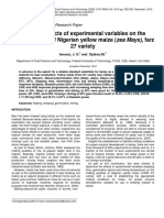 Effects of Experimental Variables On The Malting Quality of Nigerian Yellow Maize (Zea Mays), Farz 27 Variety