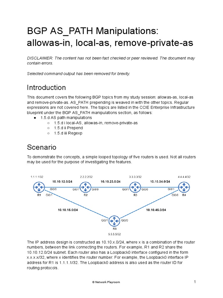 BGP As Path Manipulation | PDF | Router (Computing) | Routing