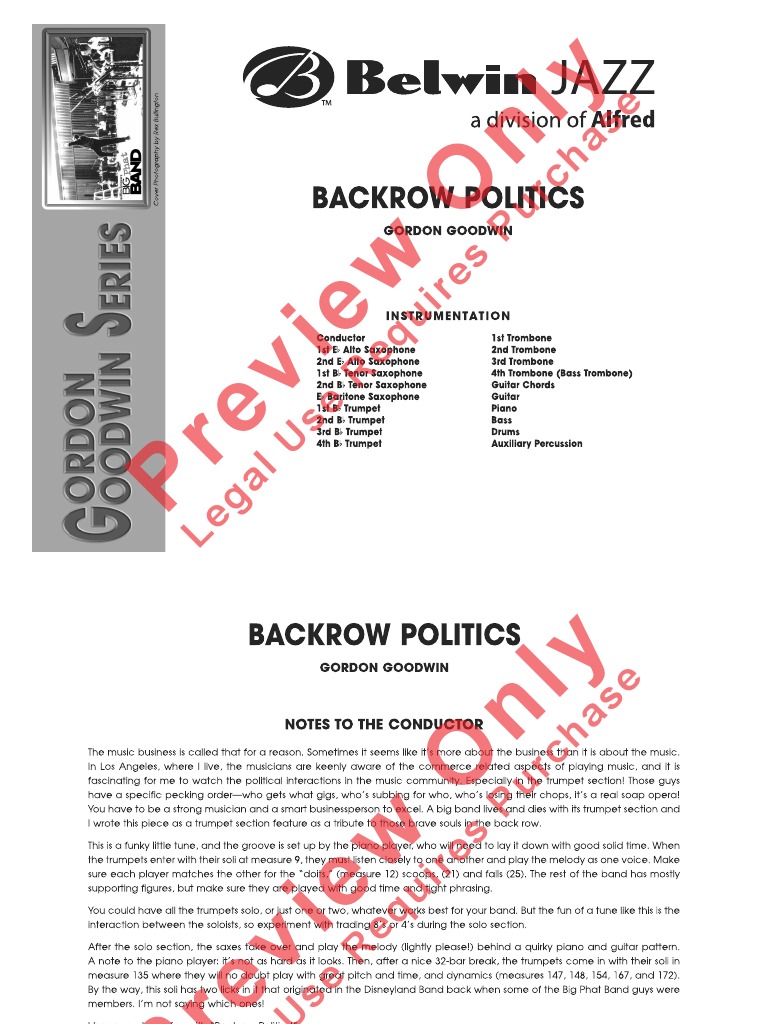 Backrow Politics Sheet Music Preview | PDF