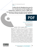 Producción de Fitoplancton para La Investigación y La Docencia en Larvicultura de Camarones, Moluscos y Peces, 2008-2013