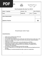 Year 7-Computing-Final Examination-QP-2021