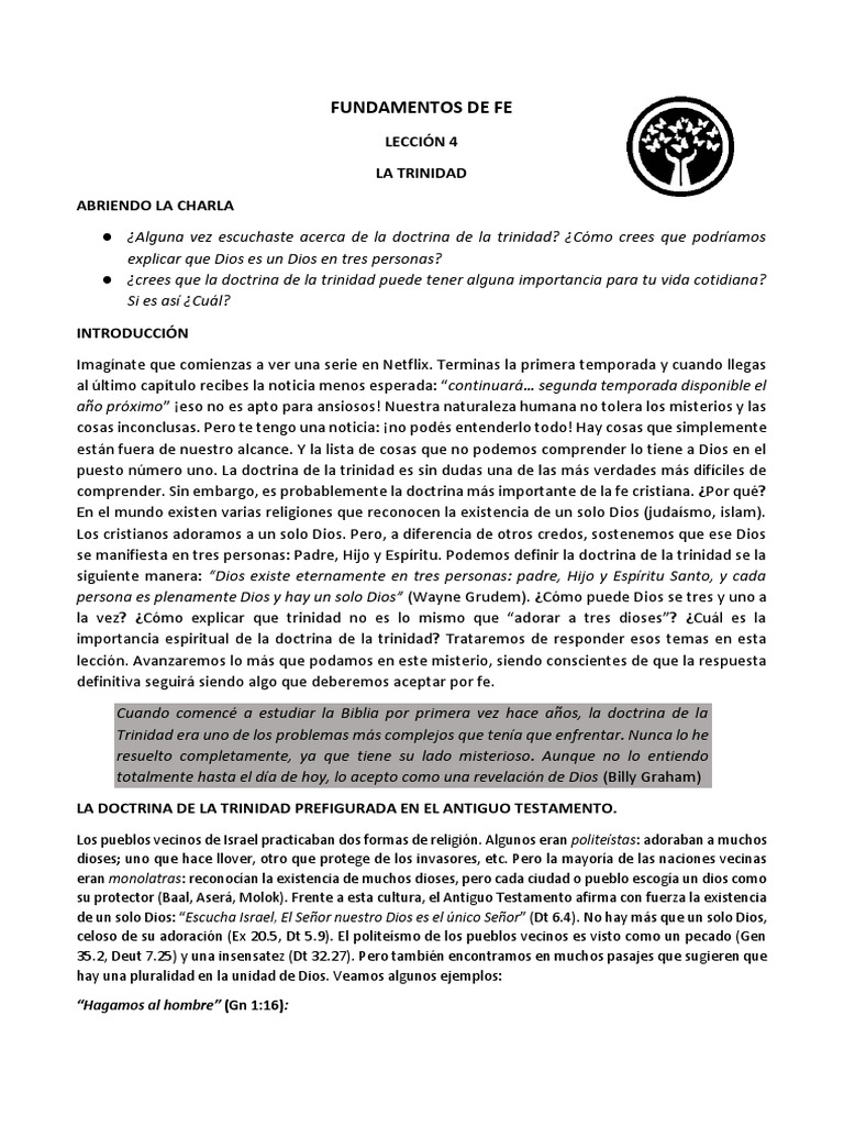 La Importancia de la Trinidad en la Fe | PDF | Trinidad | Jesús