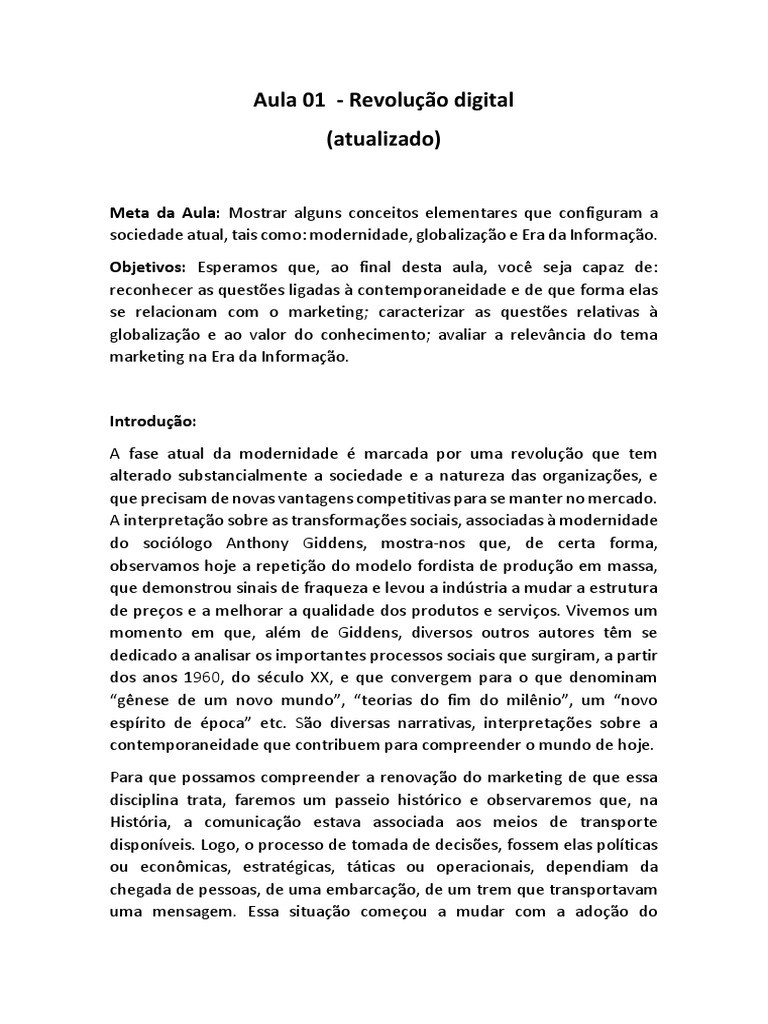 Revolução Digital e Marketing Atual | PDF | Marketing | Internet