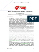 Bolivia: Decreto Supremo #1022, 26 de Octubre de 2011