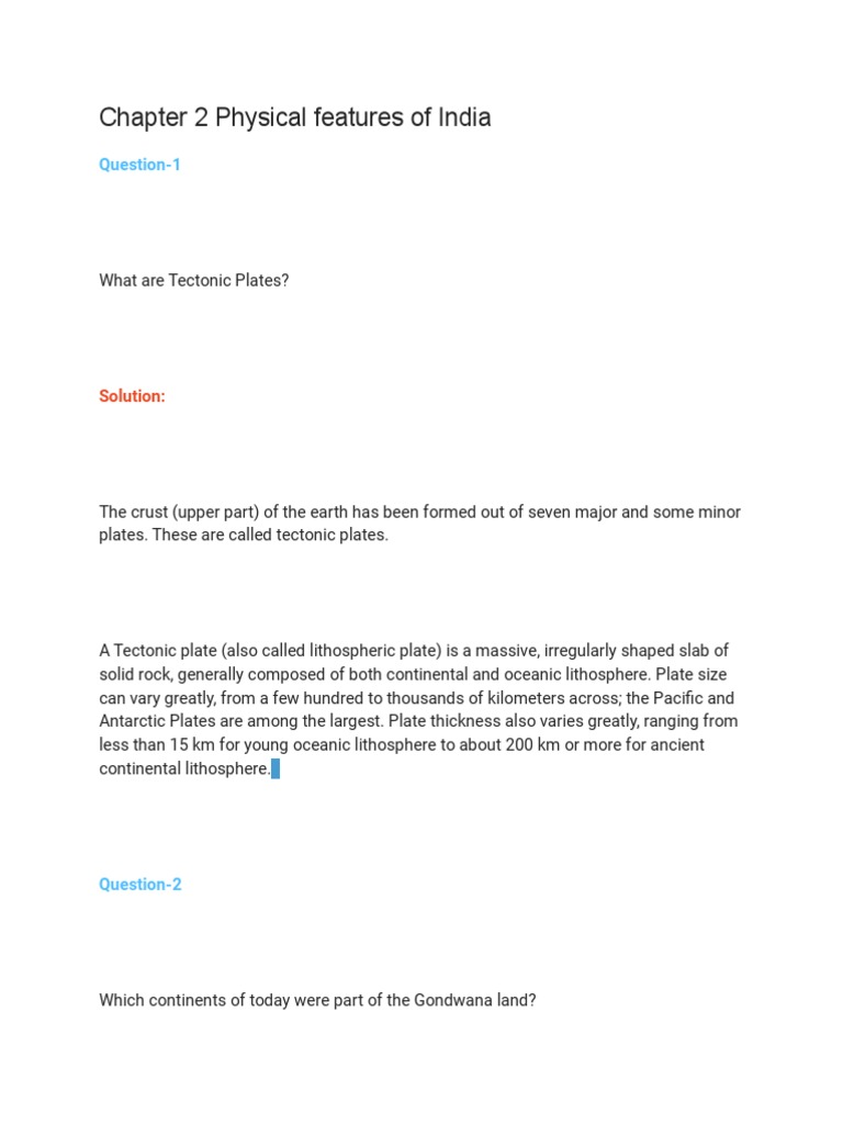 Chapter 2 Physical Features of India | PDF | Plate Tectonics | Himalayas
