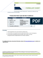 Formulary Sheet: Premium Dish Wash Liquid With Skin Conditioners