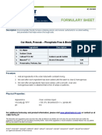 Formulary Sheet: Car Wash, Presoak - Phosphate Free & Biodegradable