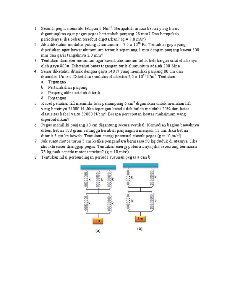 Soal Fisika: Pegas & Elastisitas | PDF | Sains & Matematika