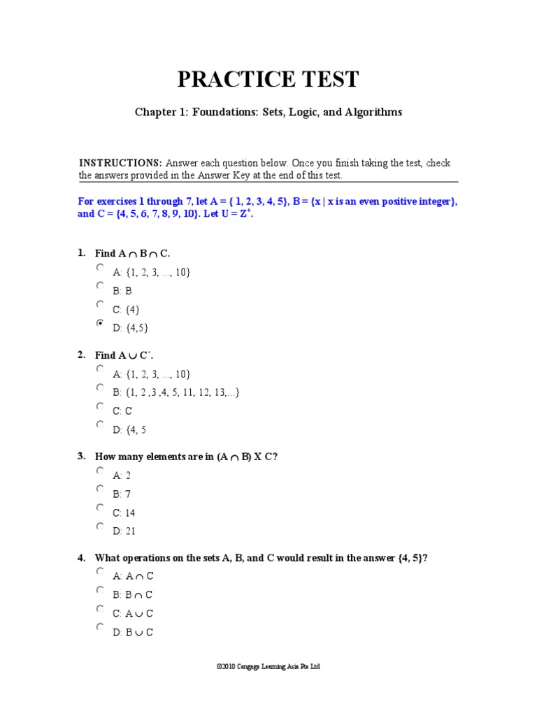 Chapter 1 Practice Test | PDF | Argument | Logic
