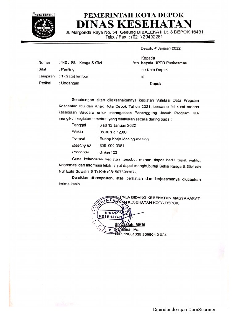 Undangan Validasi Data Kia 2021 | PDF
