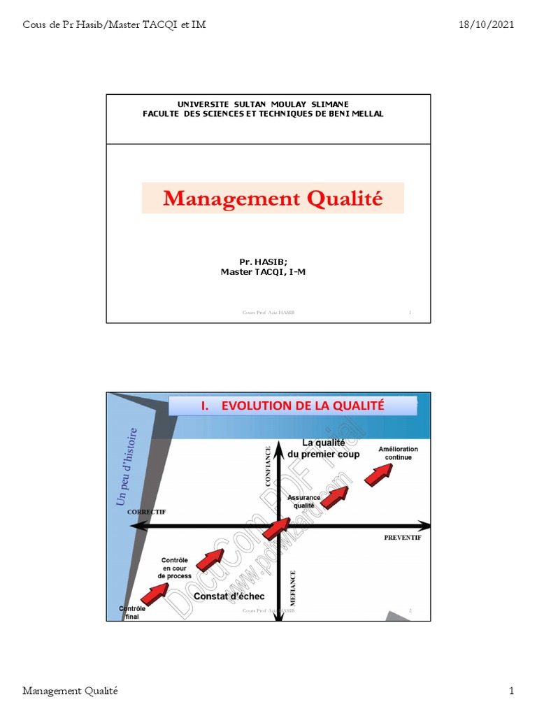 1-SMQ - Master - Hasib 2021 | PDF | Système de management de la qualité ...
